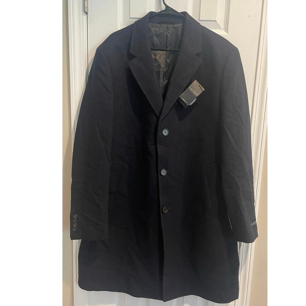 Ralph Lauren Gray Wool Knee Length Button Front "Luther" Classic OverCoat, C9